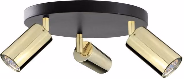 Netlighting Eye Ceiling Spotlight Cluster in Black and Gold, 3x GU10, Diameter: 30 cm