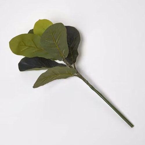 HOMESCAPES Green Artificial Ficus Lyrata Tree Branch, 46 cm – 1