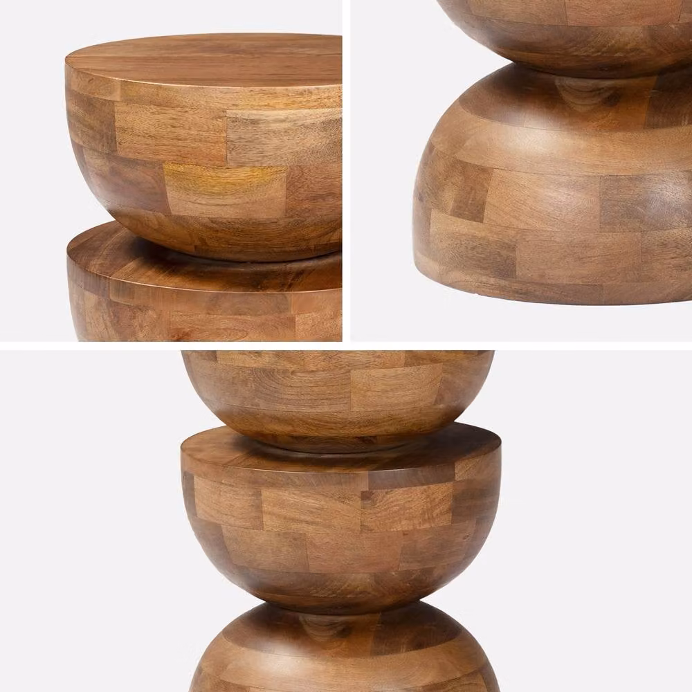 sweeek Mango Wood Round Side Table in Brown, W/D/H: 30 x 30 x 45 cm – 2