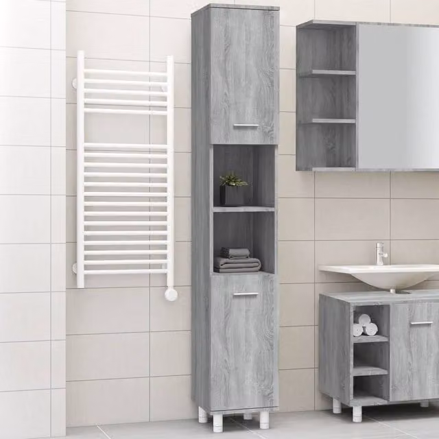 Berkfield Home Grey Sonoma Bathroom Cabinet W/D/H: 30 x 30 x 179 cm