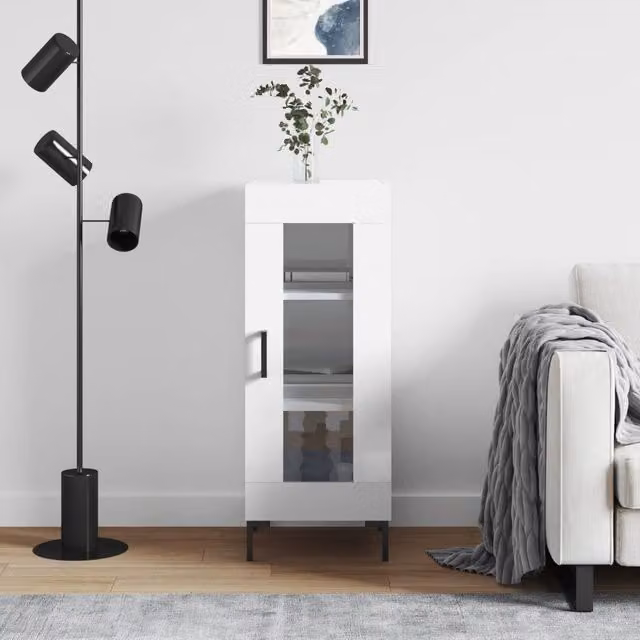 Berkfield Home High Gloss White Wall Mounted Sideboard, W/D/H: 34.5 x 34.0 x 90.0 cm