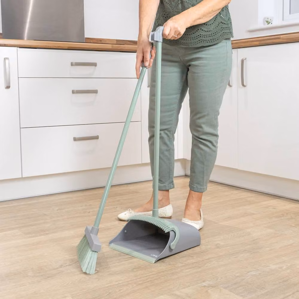 JVL Long Handle Lobby Dustpan and Brush Set in Grey – 3