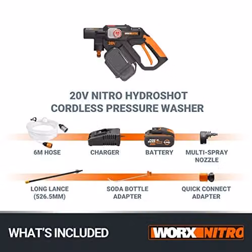 Worx WG633E Nitro 20V Brushless Cordless Pressure Washer, Black – 6