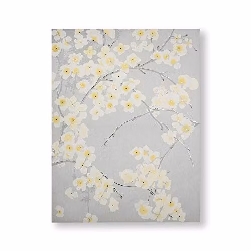 Art For The Home Radiance Orchid Metallic Floral Printed Canvas in Grey and Yellow – 1