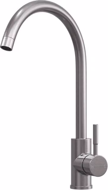 Balterley Round Kitchen Sink Mixer Tap, Brushed Steel, Grey, H 35.5 cm x W 23.7 cm x D 20.0 cm – 1