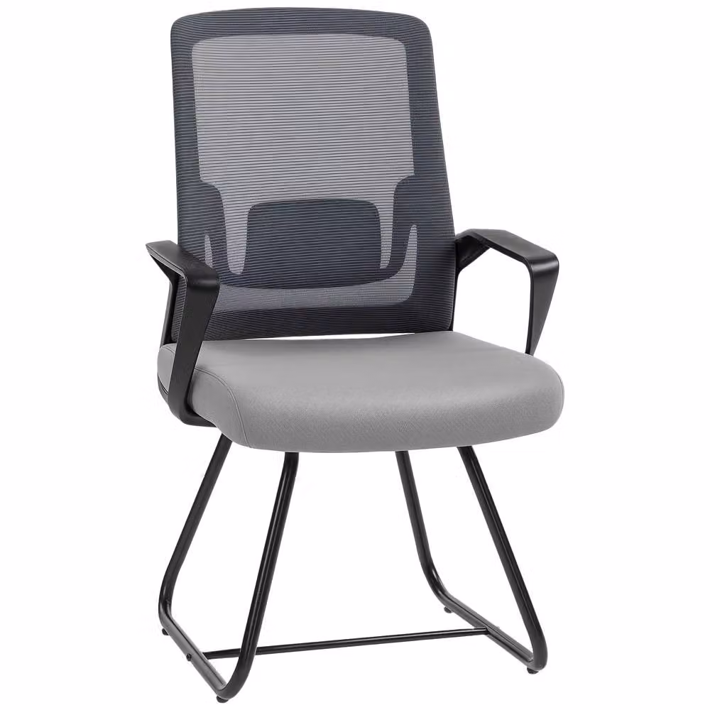 HOMCOM Mesh Back Meeting Chair with Armrests in Dark Grey – 2