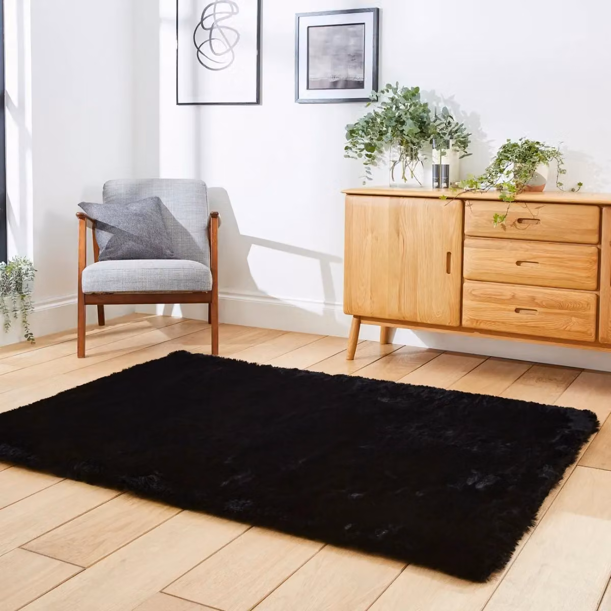 The Rug Shop UK Modern Shaggy Black Area Rug, W: 150 cm, L: 230 cm – 2