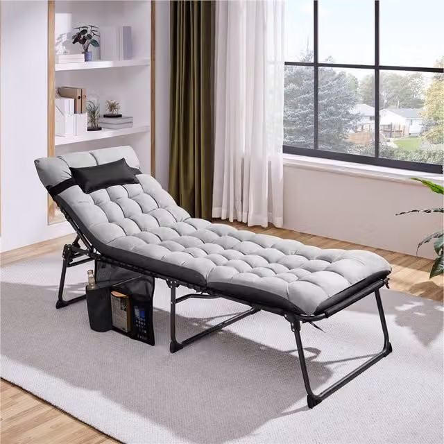Yaheetech Outdoor Folding Tanning Chair Sun Lounger with Face Hole, Black