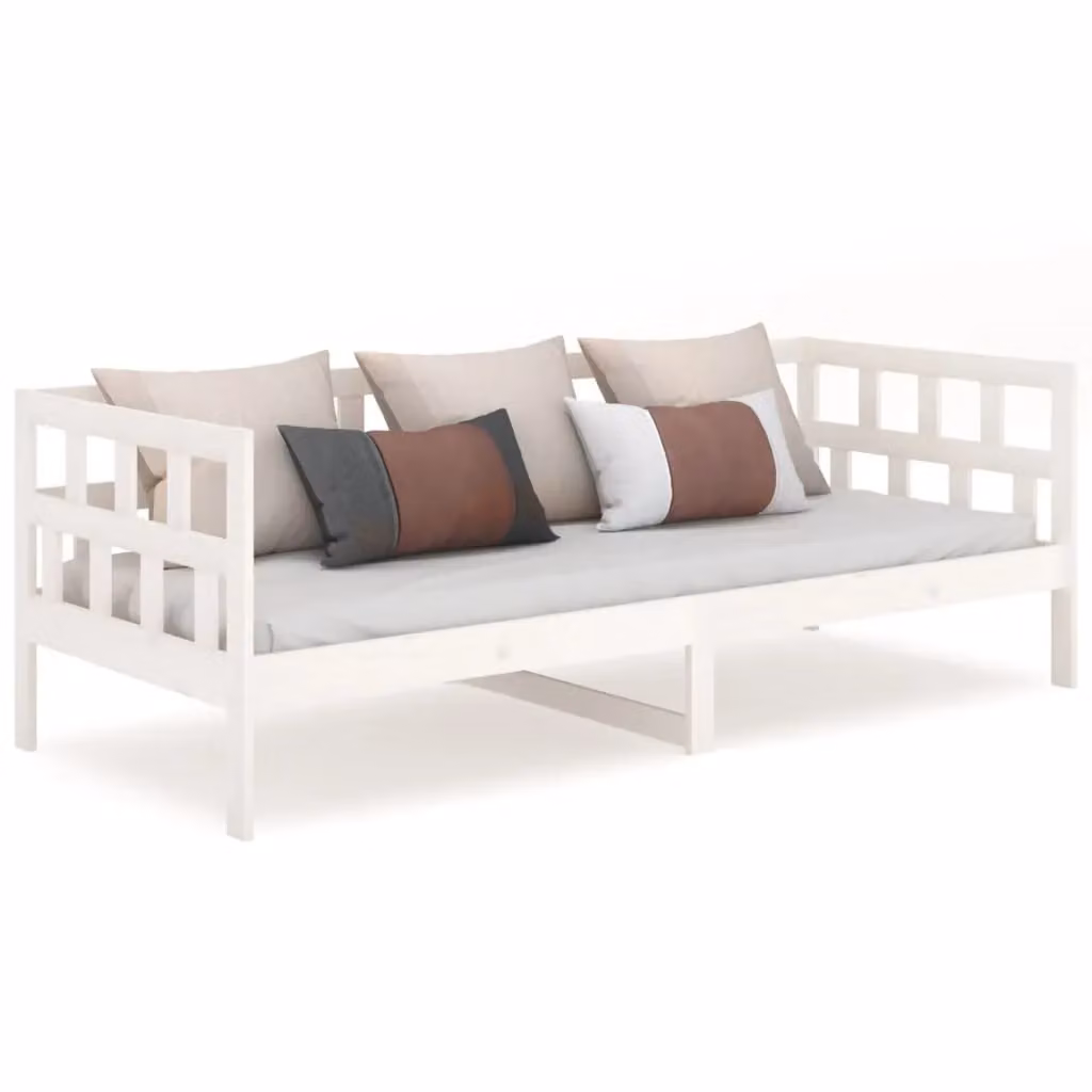 Berkfield Home Rustic White Solid Wood Pine Day Bed W/D/H: 200 x 80 x 0 cm – 2
