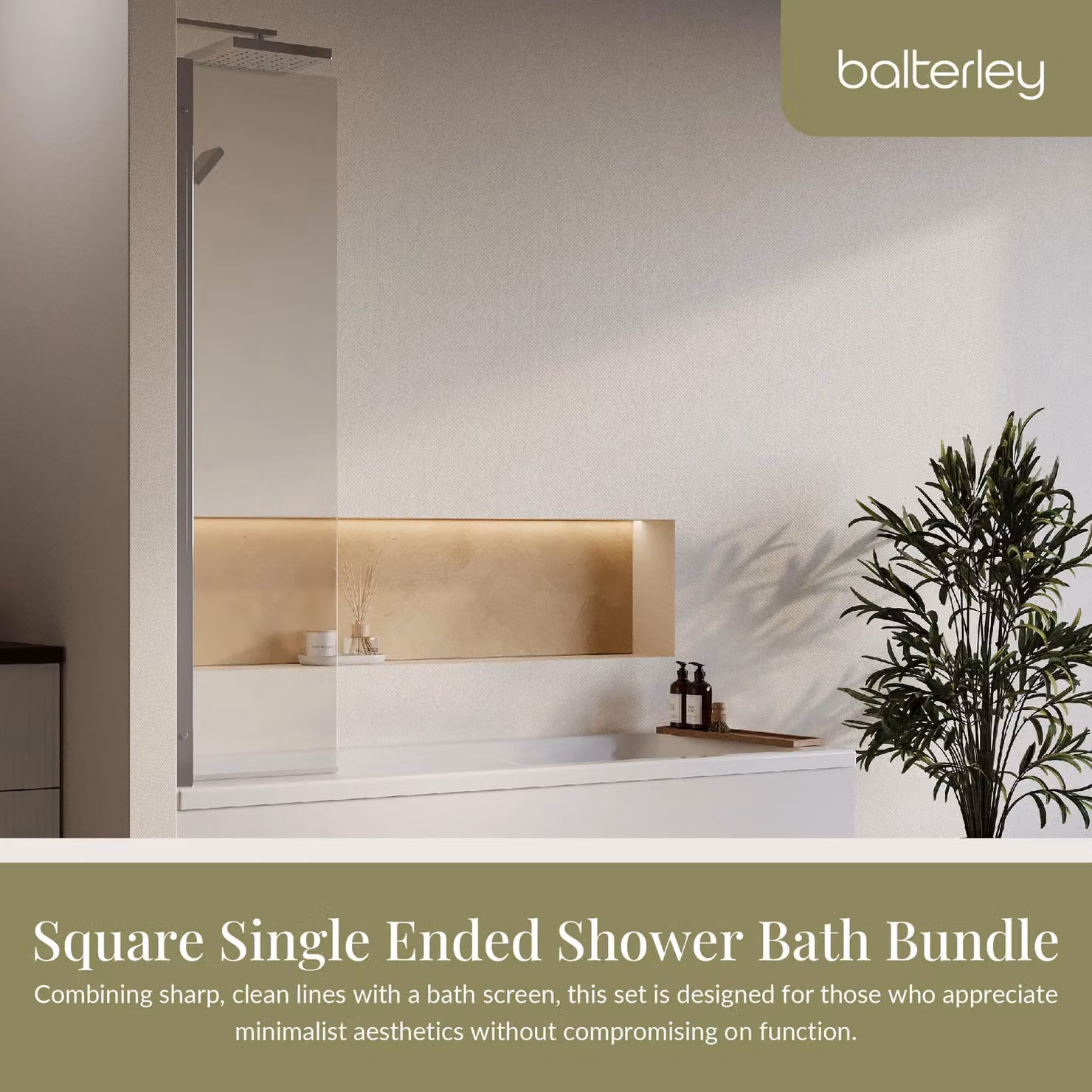 Balterley Square Floor Standing Bath with Apron, Fixed Screen and Leg Set, White, W/D/H: 170 x 70 x 40 cm – 2