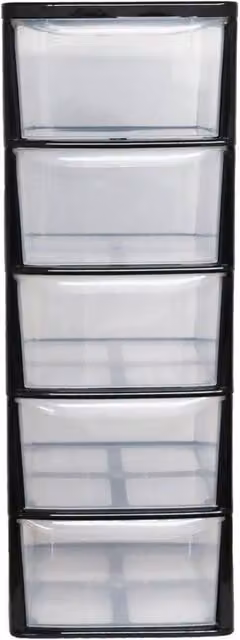 FLAVORA 5-Drawer A4 Storage Tower Unit, Black, W/D/H: 50 x 50 x 50 cm – 1