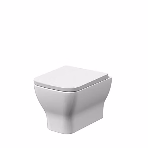 nuie NCG441 Ava Modern Wall Hung Ceramic Bathroom Toilet Pan and Soft Close Seat, White, W: 480 mm, H: 350 mm, D: 32.5 mm