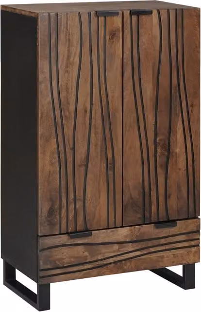 Berkfield Home Modern Mango Wood Highboard in Brown, W/D/H: 60 x 33.5 x 100 cm