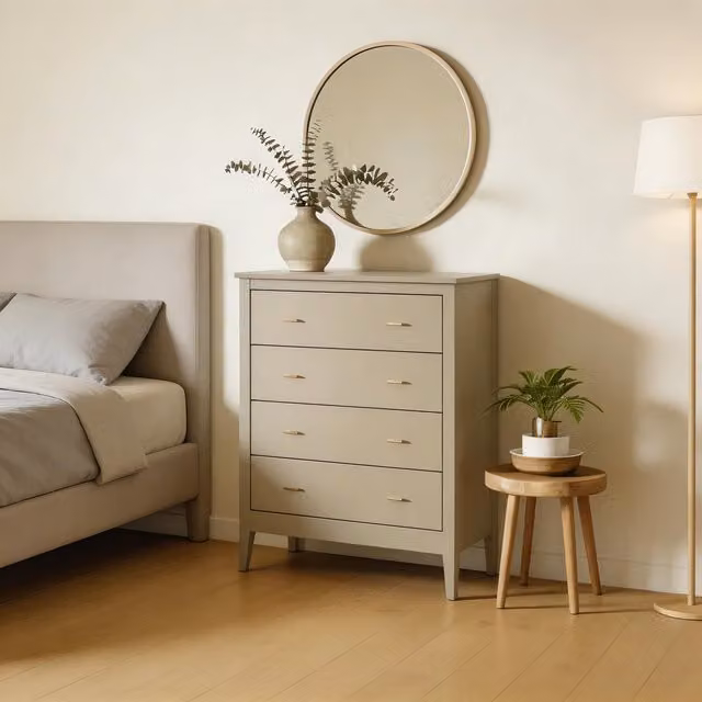 Home Source Classic Freestanding Metal Chest in Grey and Beige