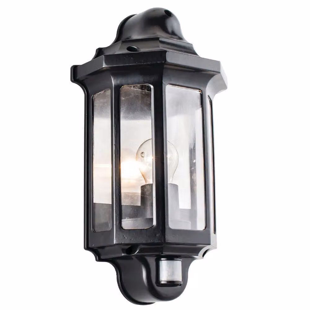 Loops IP44 Outdoor Wall Lantern in Satin Black with Motion Sensor and Timer – 3