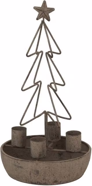 Hill Interiors Rustic Outline Tree Christmas Candle Holder in Bronze, H 37 cm x W 19 cm x D 19 cm – 1