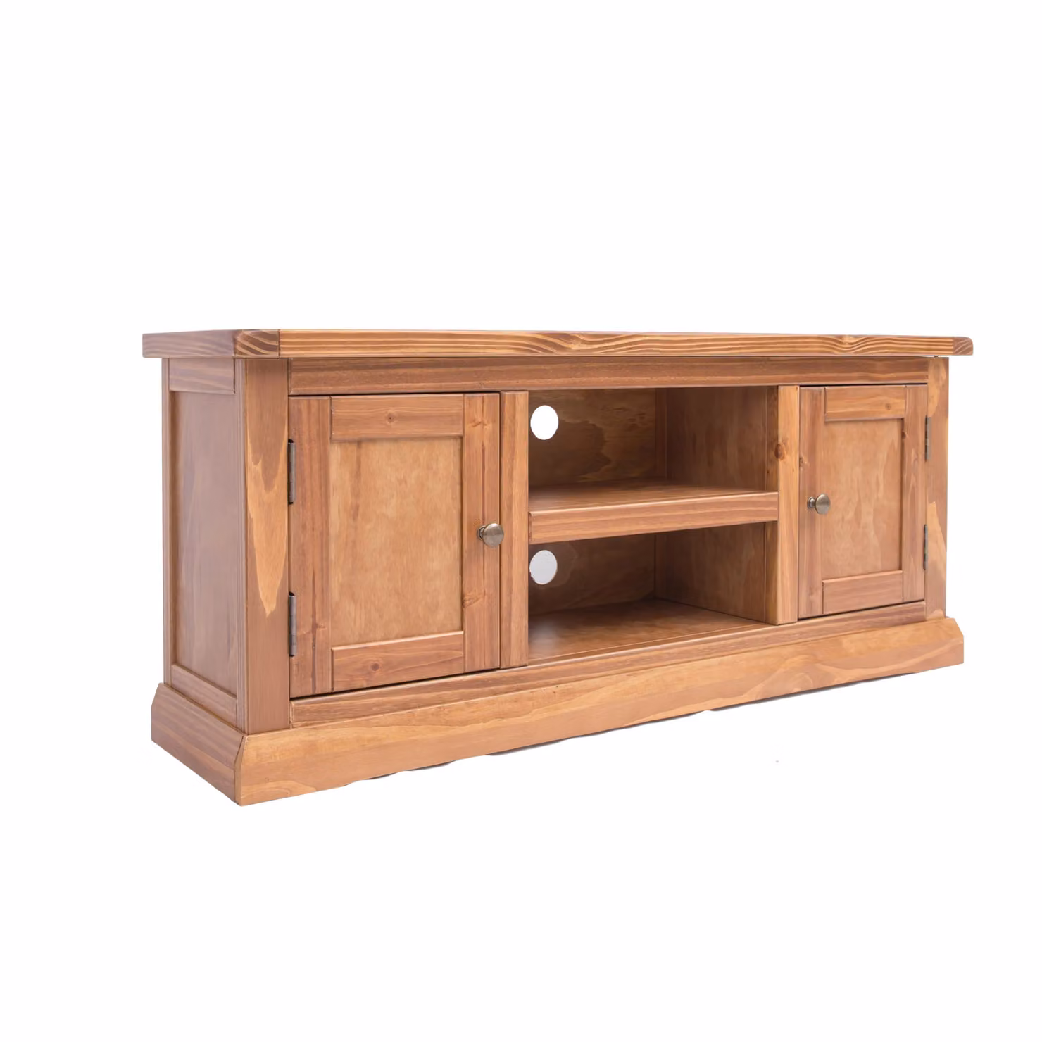 Cabinet Bits Tirolo Lacquered 2 Door Brown Pine TV Cabinet with Brass Knobs – 2