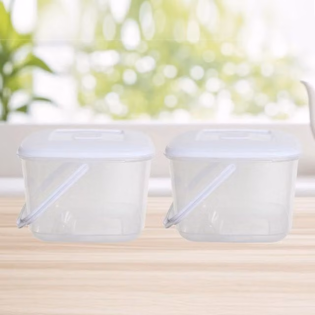 Whitefurze 6L Airtight Food Storage Container with Handle, Clear and White, Set of 2