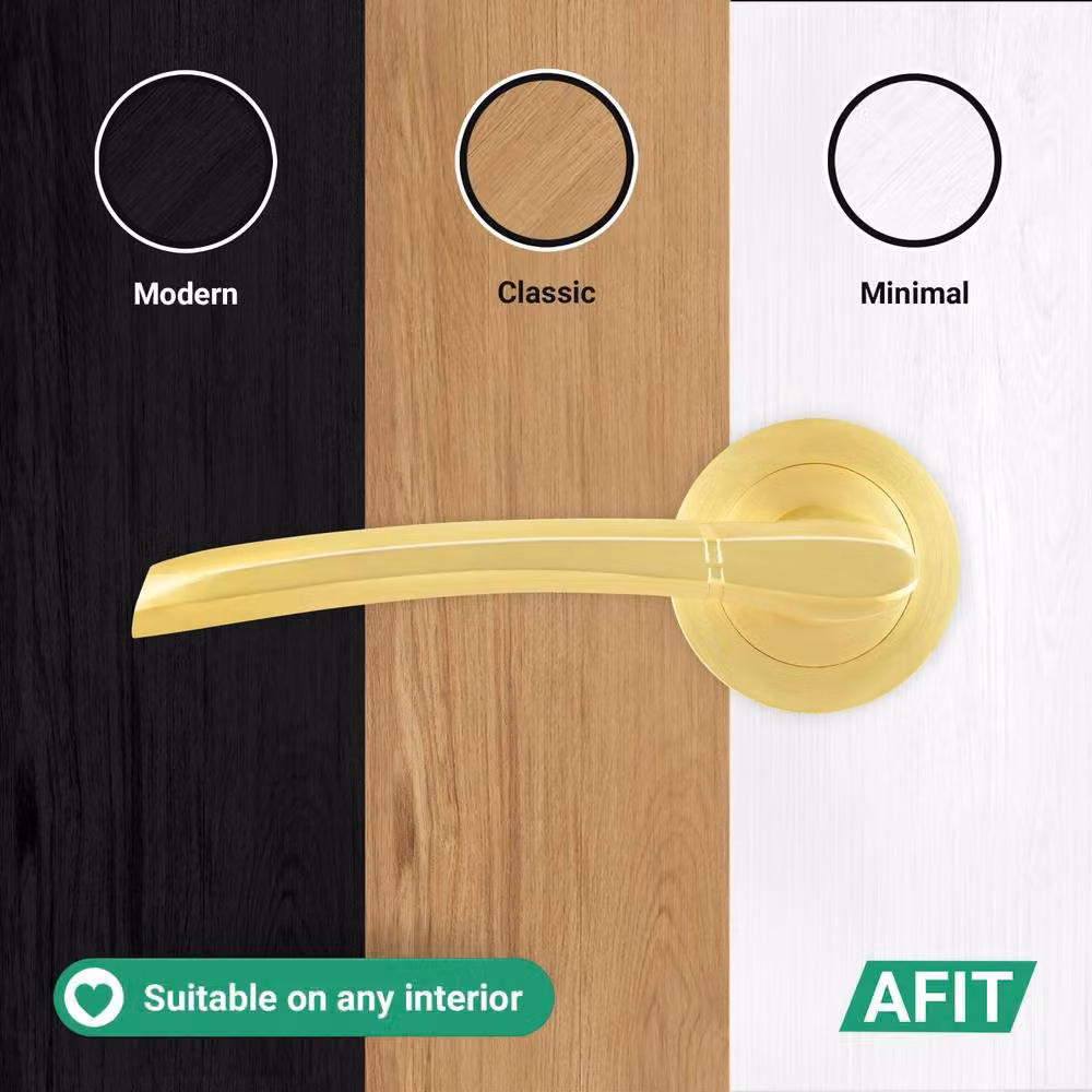 AFIT Gold Door Handles Rose Latch Kit with 4 Pairs of Lever Latches and Hinges – 4
