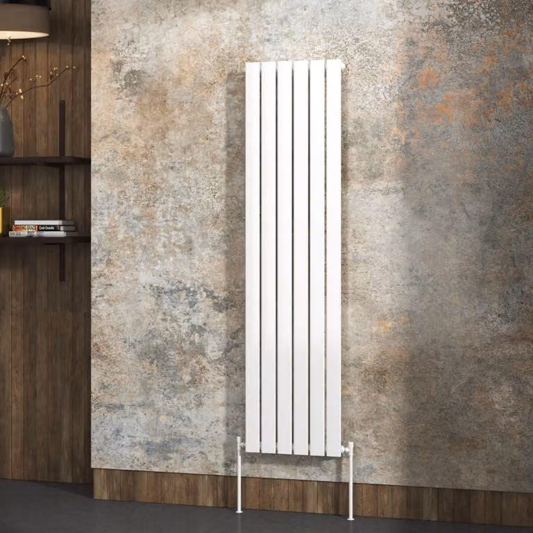 Fluxx White Single Flat Panel Vertical Designer Radiator, H: 160 cm, W: 40.8 cm