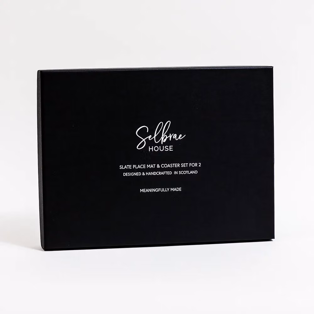 Selbrae House Black Slate Coaster and Place Mat Set – 2