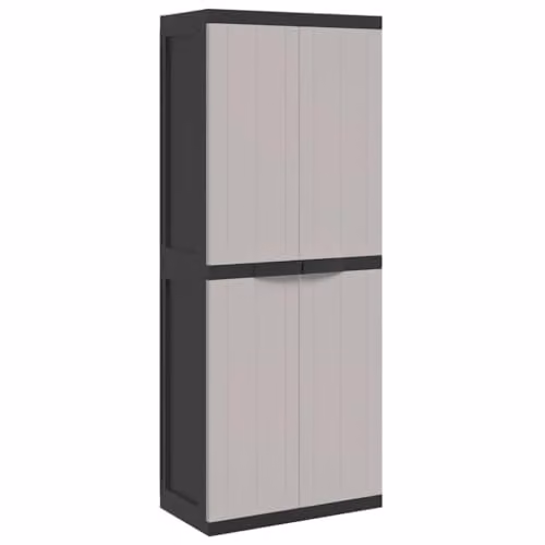 vidaXL Outdoor Storage Cabinet in Grey and Black, W/D/H: 65 x 37 x 165 cm – 1