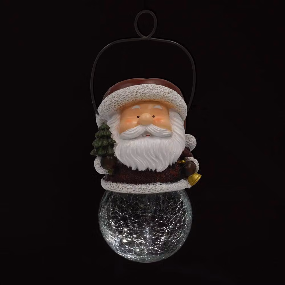 Globrite Santa Crackle Ball LED Christmas Solar Hanging Light in White and Multicolour – 3