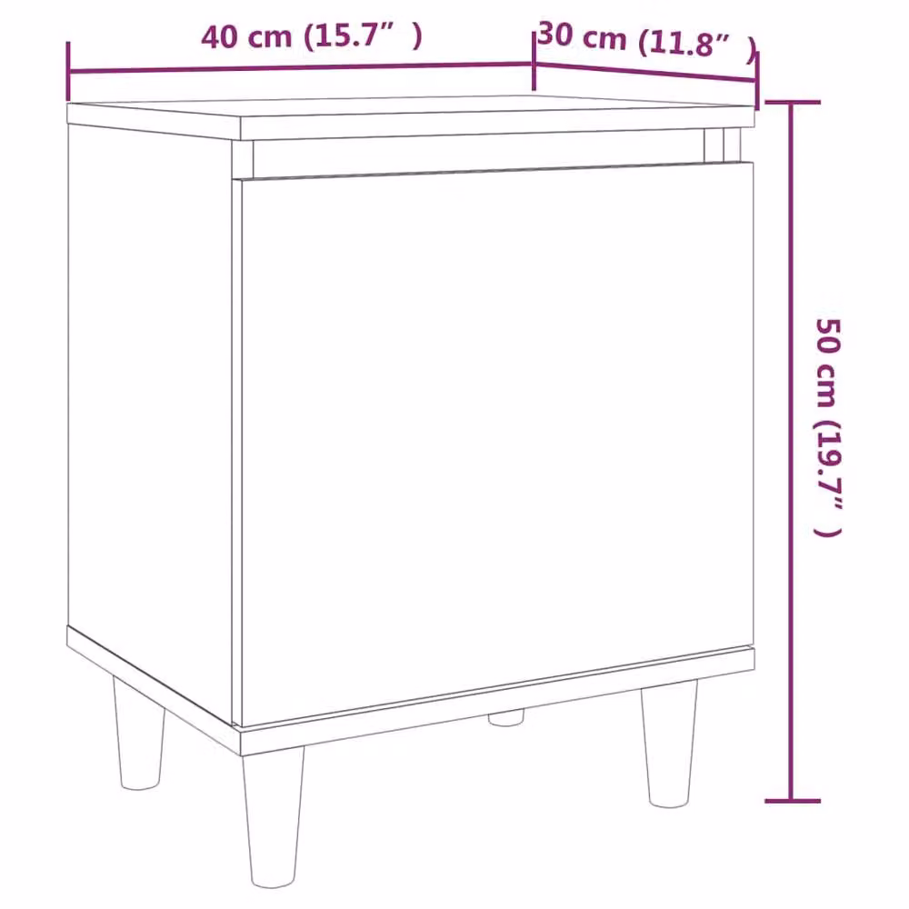 Berkfield Home Set of 2 Bed Cabinets in Smoked Oak Brown with Solid Wood Legs, W/D/H: 40 x 30 x 50 cm – 6