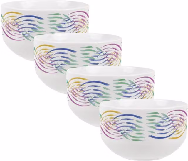 Purely Home Abstract Waves Ceramic Cereal Bowl in Green and Multicolour