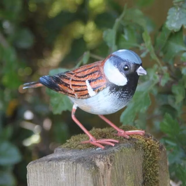 Betley Butterfly Metal House Sparrow Garden Ornament in Brown and Multicolour