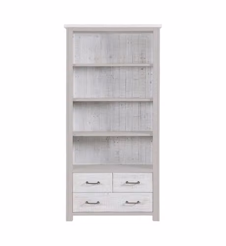 Baumhaus Greystone Large Open Bookcase with Drawers in Beige