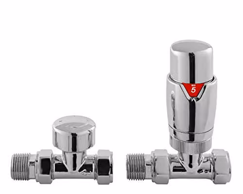 Nuie HT316 Modern Bathroom Angled Radiator Valve in Chrome and Silver, W: 11.8 cm, D: 6.0 cm