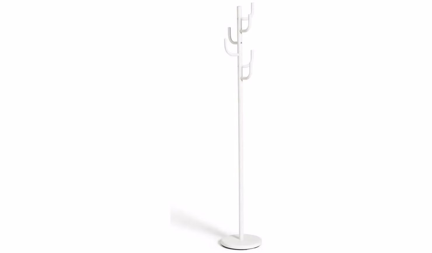 Modern White Metal Steel Coat Stand with Distributed Point Hooks