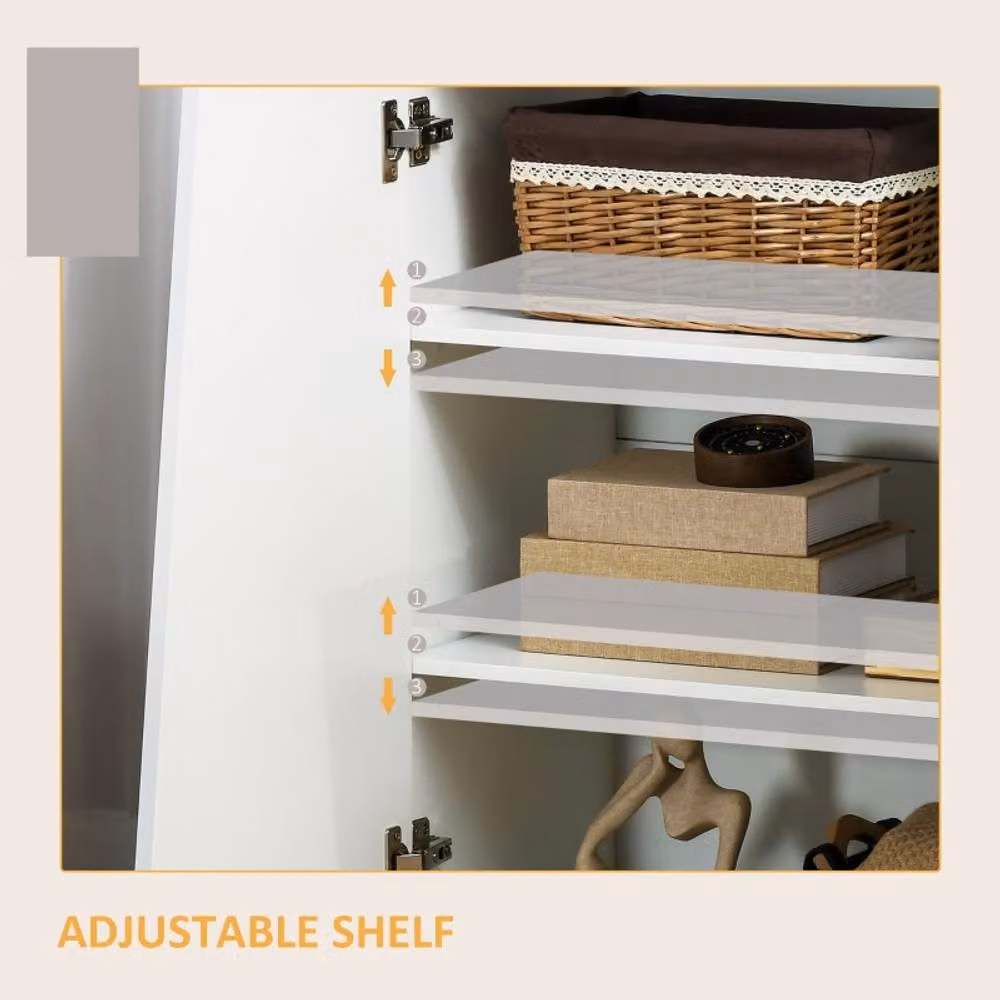 STILVORA Modern White Glossy Freestanding Storage Cabinet with Hinged Doors and Internal Shelves – 2