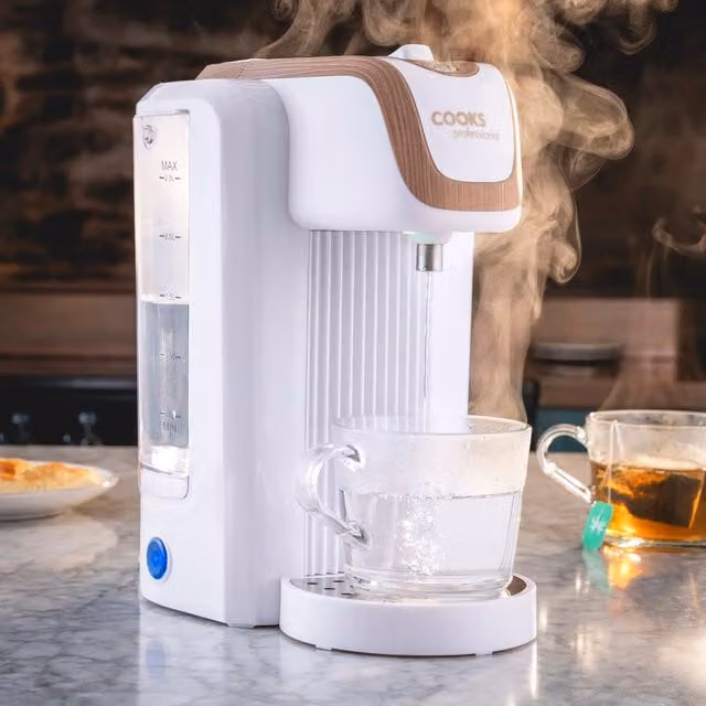 Cooks Professional Hot Water Dispenser with Removable Tank, White and Wood