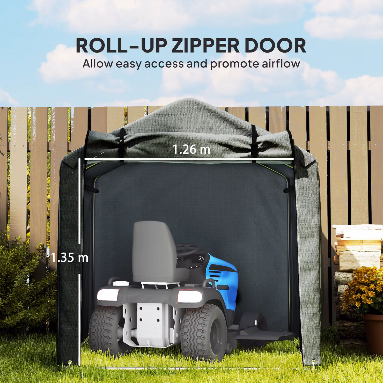 Outsunny Garden Storage Tent in Dark Grey, Waterproof Anti-UV Outdoor Shelter for Bikes and Garden Tools, W: 220 cm, D: 165 cm, H: 165 cm – 6