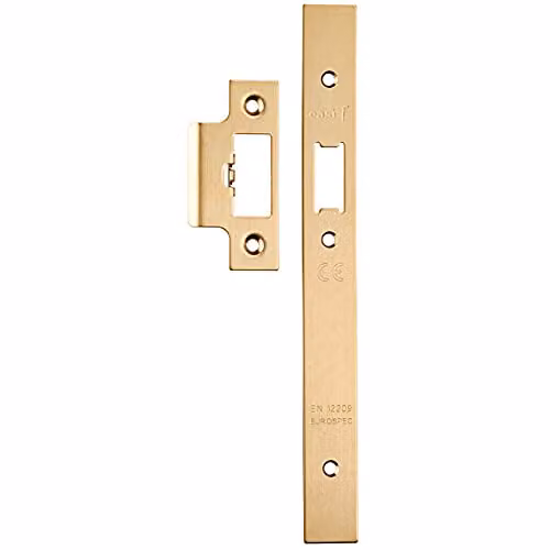 Loops Forend Strike and Fixing Pack for DIN Security Latch in Satin Brass