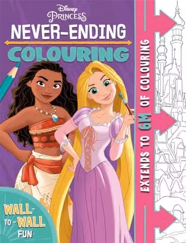 Disney Princess Never-Ending Colouring Paper Roll with 6-metre Pull-out Colouring Scene