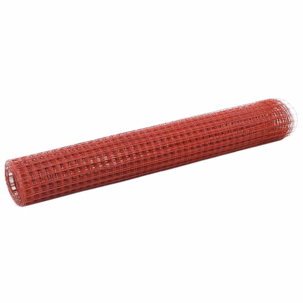 Berkfield Home Red PVC Coated Steel Chicken Wire Fence, 10 x 1 m – 2