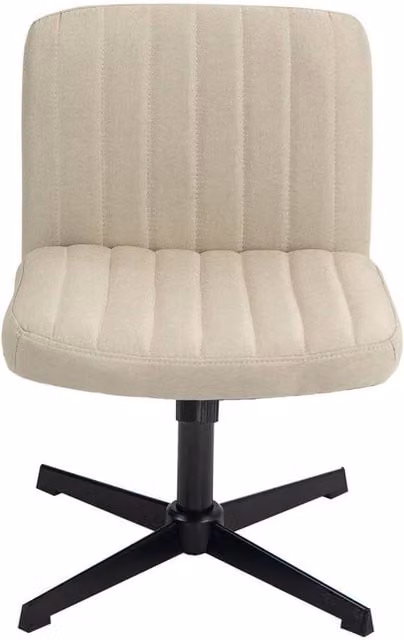 Hinsinc Beige Armless Fabric Task Chair with Padded Upholstered Seat and 360 Degree Swivel for Home Office