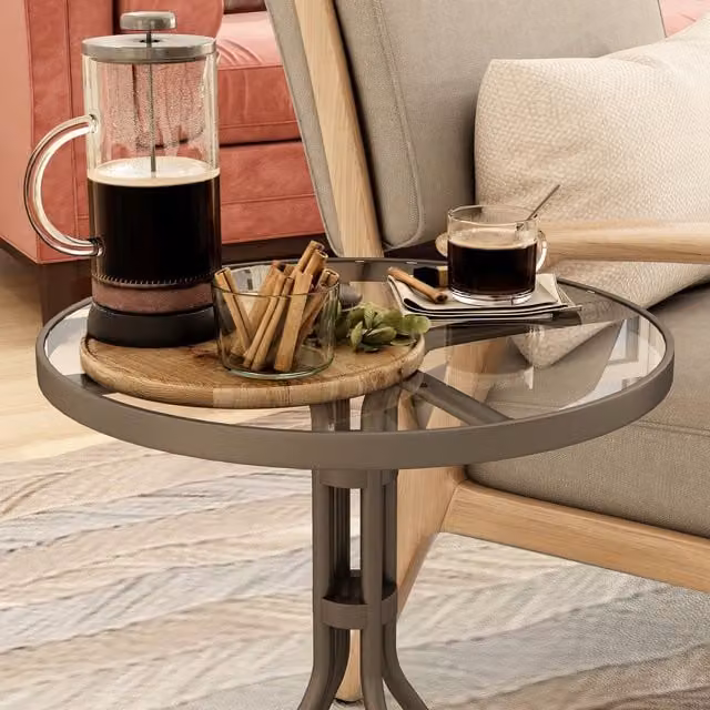 BELOFAY Clear Round Tempered Glass Table Top with Polished Edge, Diameter: 60 cm