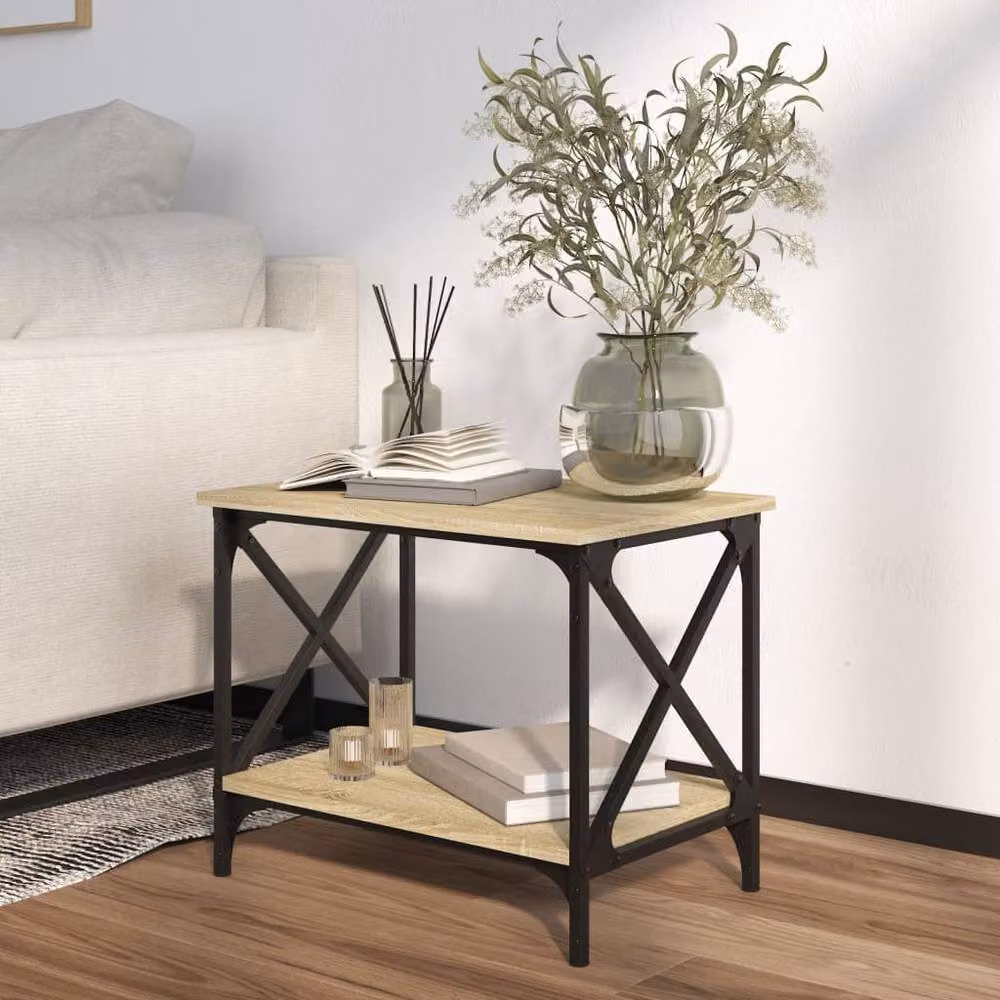 Berkfield Home Sonoma Oak Side Table in Light Brown, W/D/H: 55 x 38 x 45 cm – 3