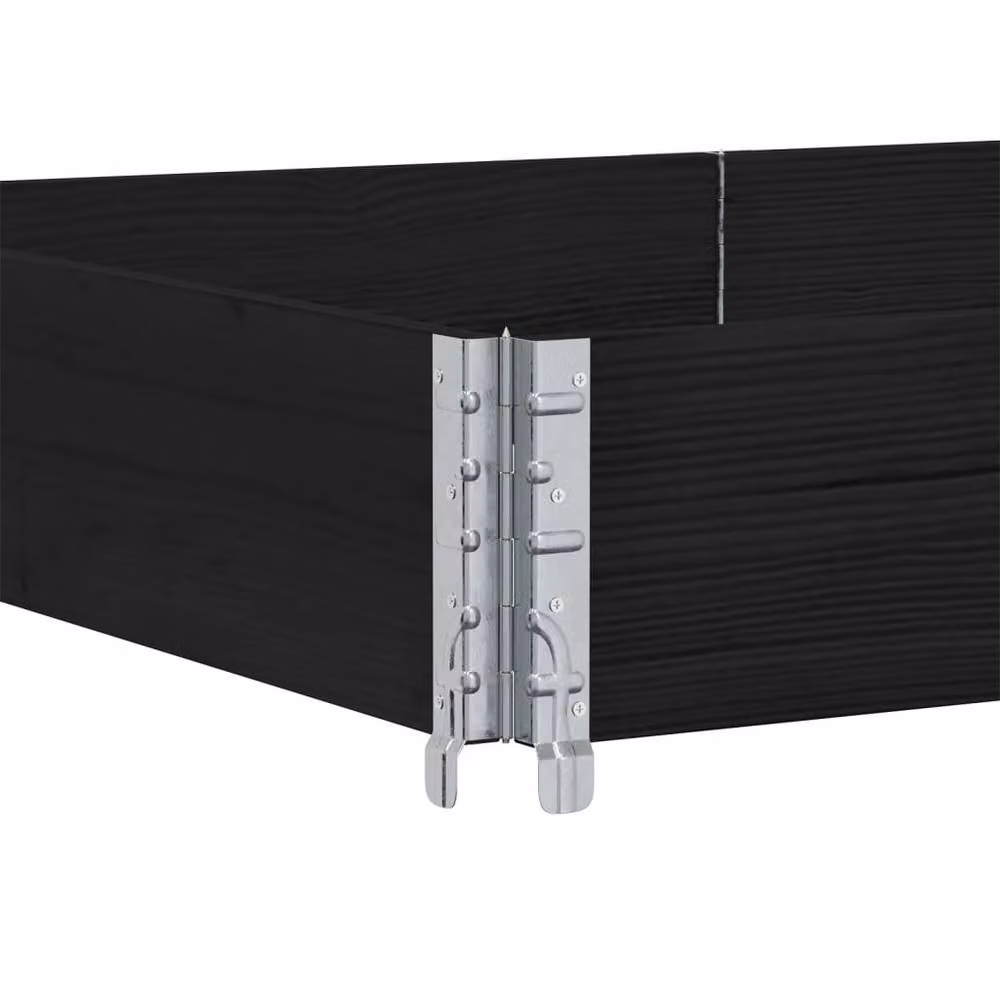 Berkfield Home Garden Black Wooden Raised Bed Planter with Galvanised Steel – 4