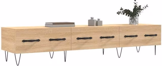Berkfield Home TV Cabinet in Sonoma Oak and Beige, W/D/H: 150 x 36 x 30 cm