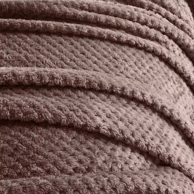 OHS Luxury Waffle Honeycomb Mink Throw in Brown, W/D/H: 125 x 150 cm – 3