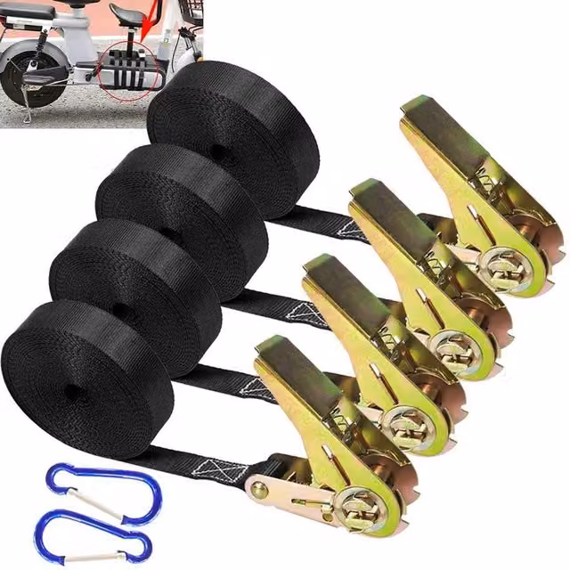 Kelvenix Black Ratchet Tie Down Lashing Straps, W: 2.5 cm, Length: 6 m – 1