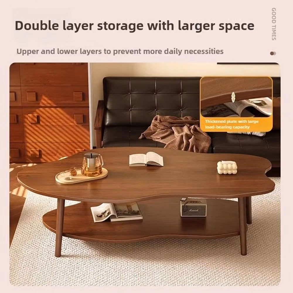Kelvenix Brown Modern Oval Coffee Table with Composite Wood Top – 4