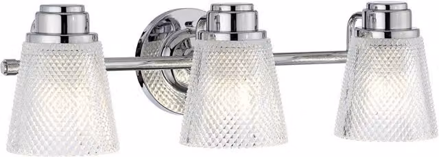 Netlighting Hudson 3 Light Wall Light in Polished Chrome and Grey with Glass Shades, IP44 Rated