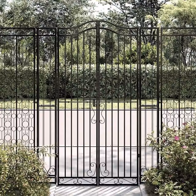 Berkfield Home Black Wrought Iron Single Swing Garden Gate, W/D/H: 121 x 8 x 180 cm – 1