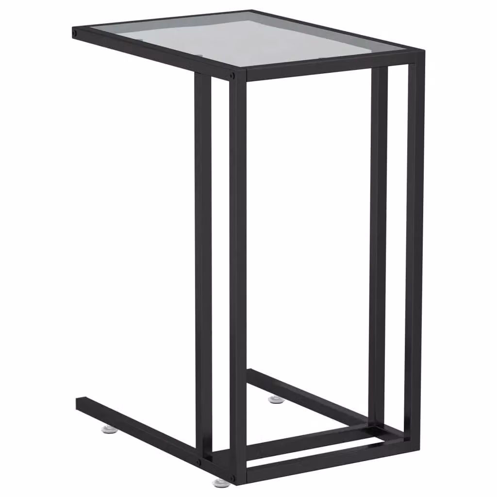 Berkfield Home Computer Side Table in Black with Tempered Glass, W/D/H: 50 x 35 x 65 cm – 2